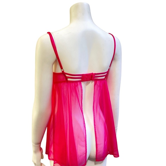 VICTORIA'S SECRET Soft Pink and Fuschia Lace Babydoll Bra Top, size 34B - Picture 9 of 15